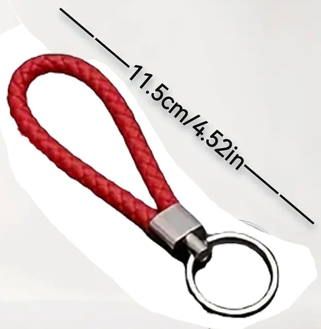 "New" Red Faux Braided Rope Keychain                                          18