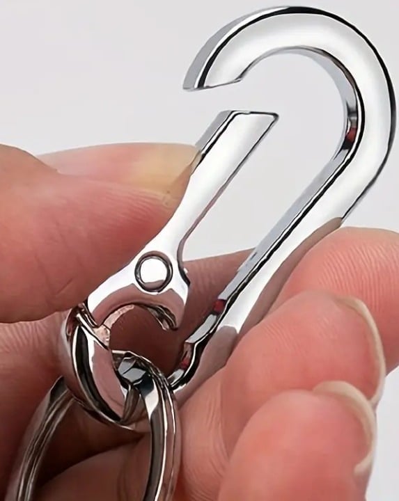 "New" (2 Pcs) Durable Vintage-Inspired Stainless Steel Carabiner Keyring      13