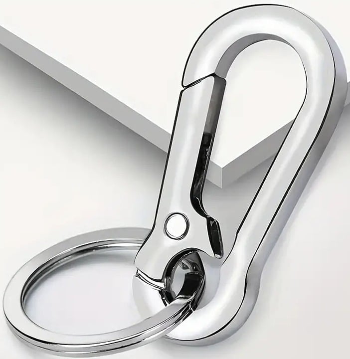 "New" (2 Pcs) Durable Vintage-Inspired Stainless Steel Carabiner Keyring      13