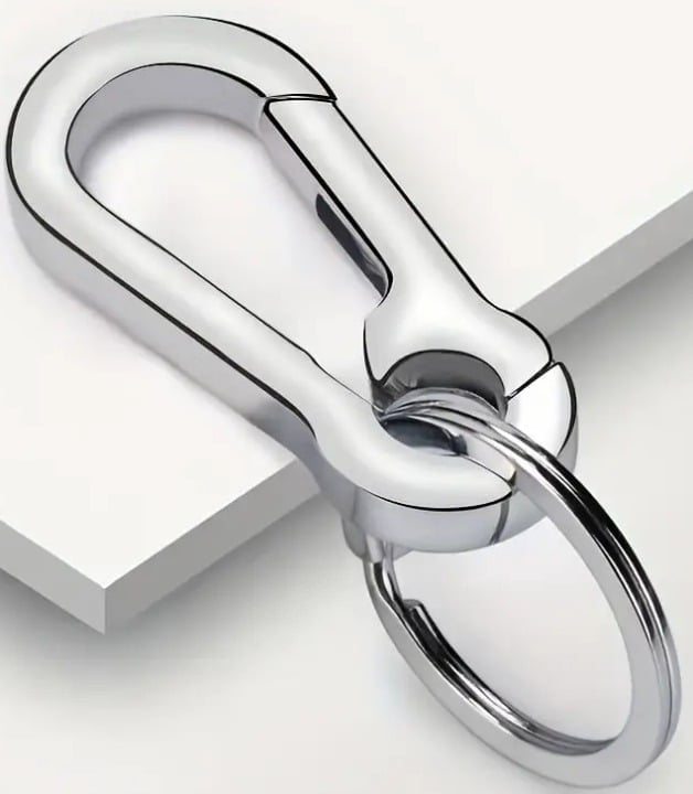 "New" (2 Pcs) Durable Vintage-Inspired Stainless Steel Carabiner Keyring      13