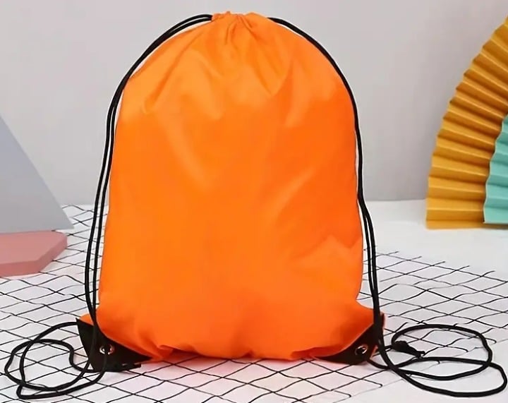 "New" Orange Foldable Drawstring Backpack                                     17