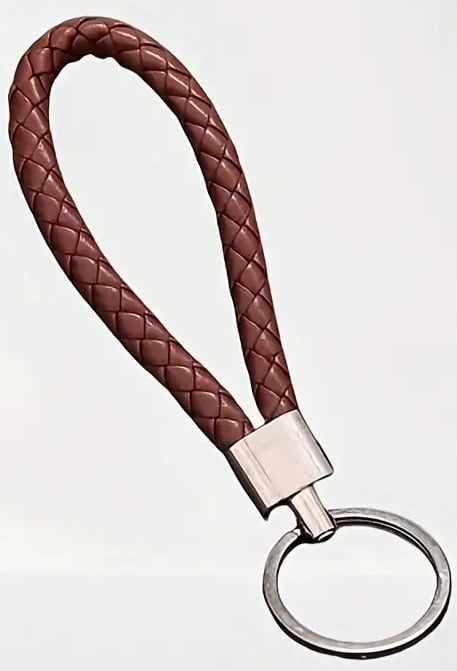 "New" Brown Faux Braided Rope Keychain                                        18