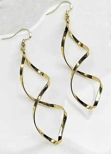 "New" Golden Hollow Spiral Pattern Dangle Earrings                            13