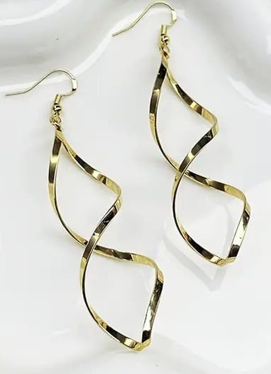 "New" Golden Hollow Spiral Pattern Dangle Earrings                            13