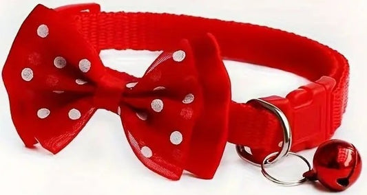 "New" Charming Polka Dot Bowtie Pet Collar with Bell                          13