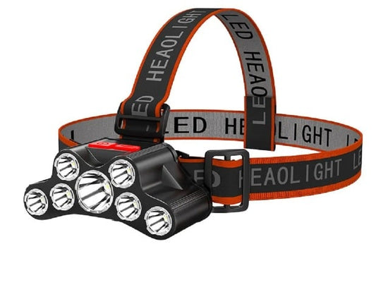 "New" F-T26 7 LED Adj. Rechargeable Waterproof Headlamp w/4 Modes           12