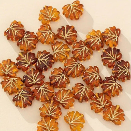 "New" 30 Retro Maple Leaf Beads                                               16