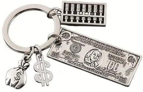 "New" Stylish Y2K Dollar &amp; Abacus Keychain                                    13