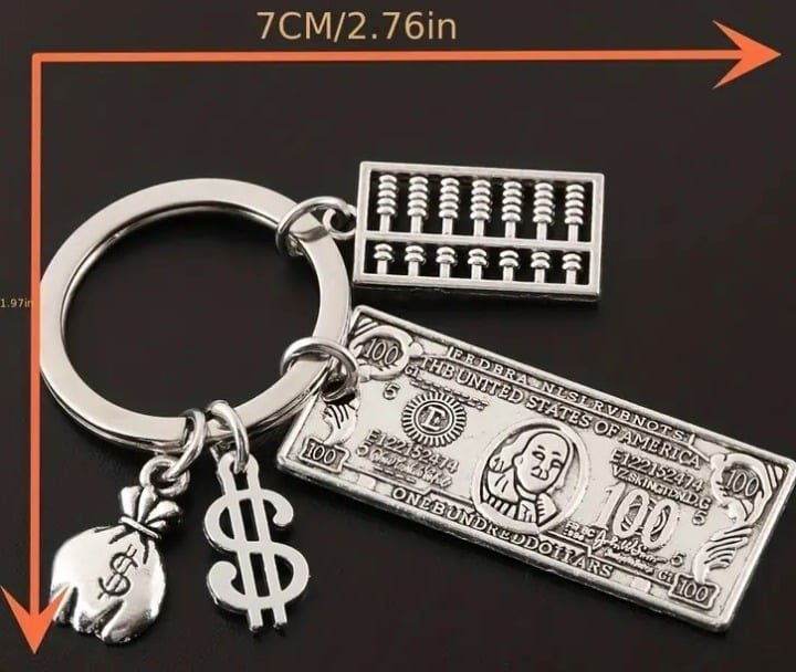 "New" Stylish Y2K Dollar &amp; Abacus Keychain                                    13