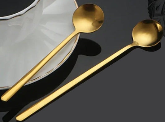 "New" 2 Piece Elegant Stainless Steel Beverage Spoons Set                     17