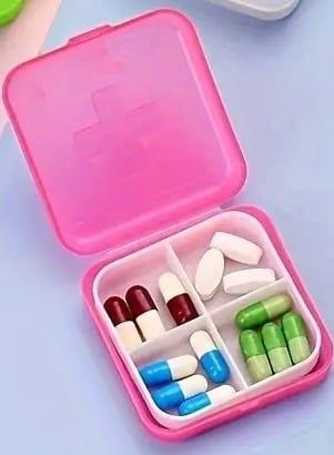 "New" Portable Travel Pill Case - Four-Compartment Mini Medicine Box          14