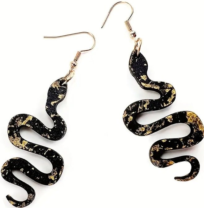 "New" Unique Snake-Shaped Wooden Dangle Earrings                              18