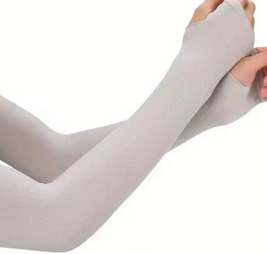 "New" 1 Pair Grey Cooling Arm Sleeves w/UV Sun Protection