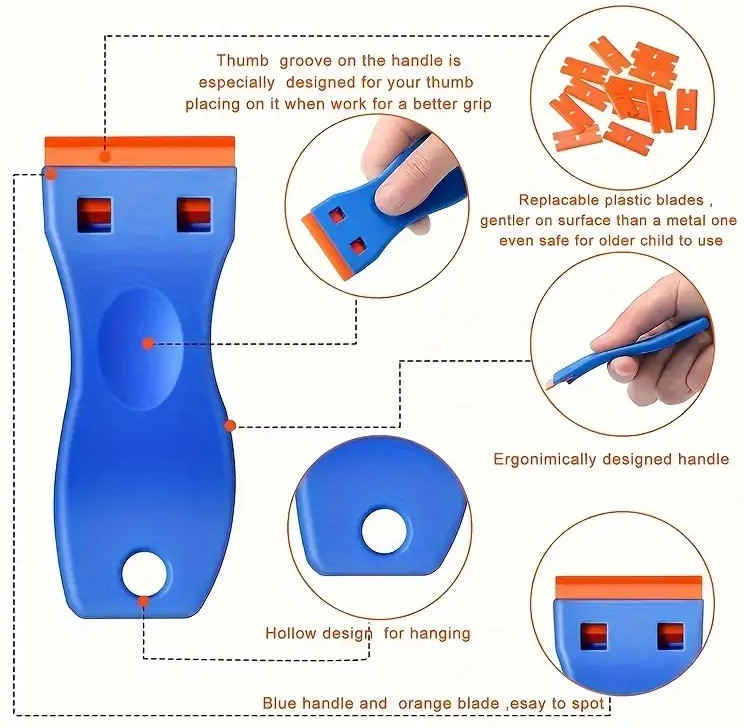 "New" 2 Plastic Razor Blade Scrapers and 30 Blades Set